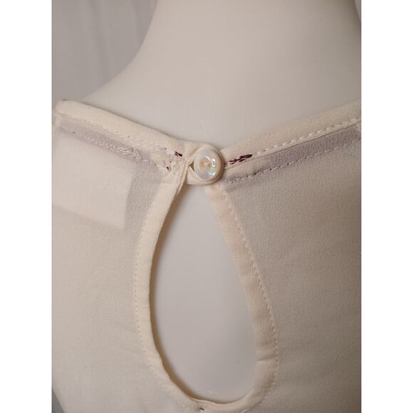 Blue Betty Bohemian Lace Blouse Off White Sheer Teired Tunic Top Medium - Picture 8 of 10